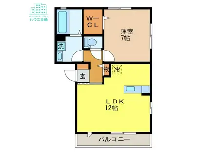 インターフレグラント A棟(1LDK/1階)の間取り写真