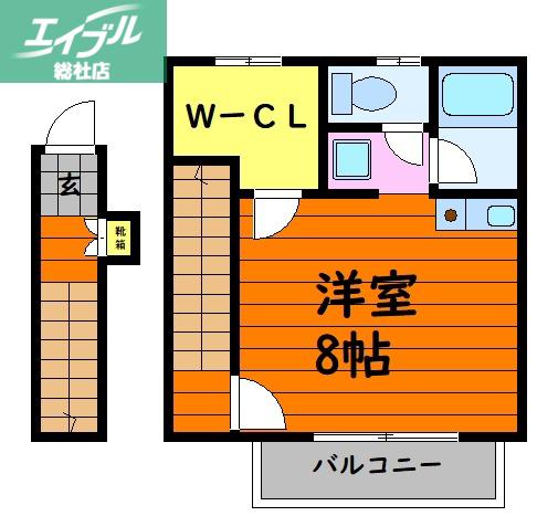パルク大国(ワンルーム/2階)の間取り写真