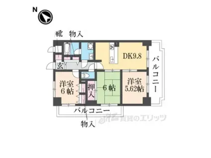 エール豊岡(3DK/7階)の間取り写真