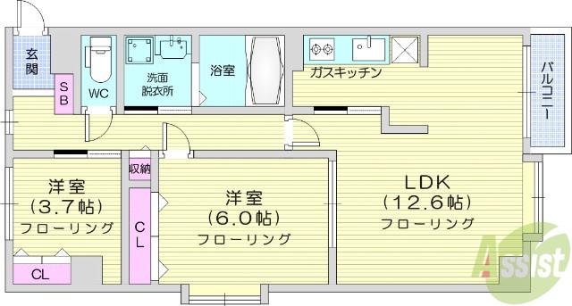 フロラシオン(2LDK/2階)の間取り写真