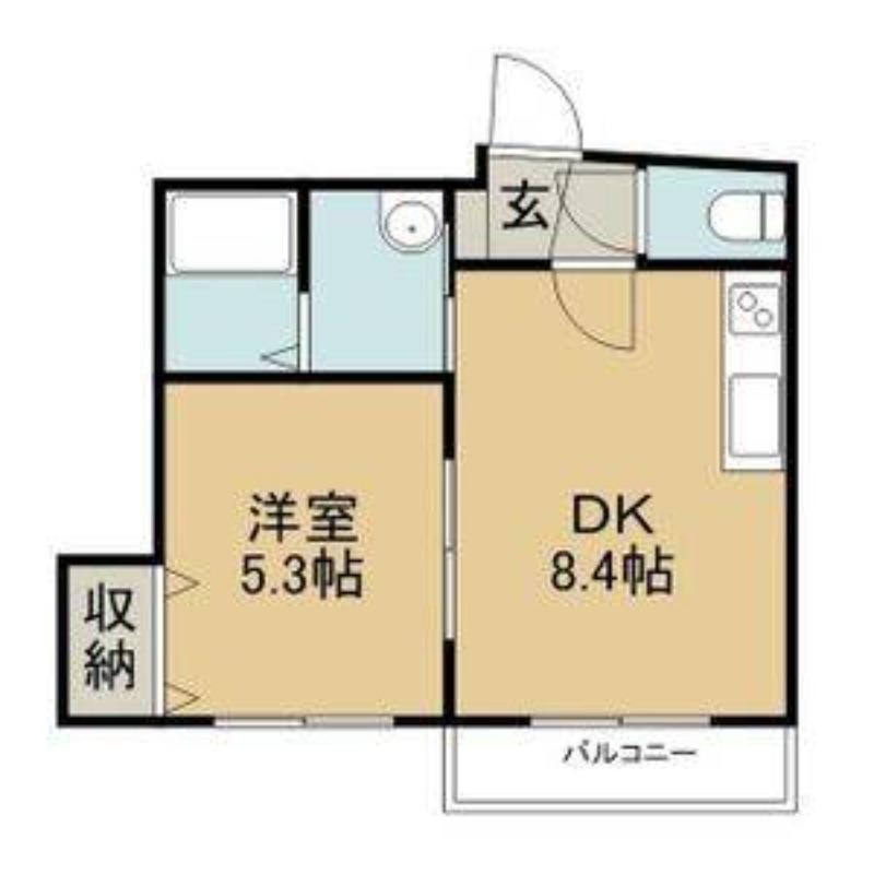 グローバル川沿(1DK/1階)の間取り写真