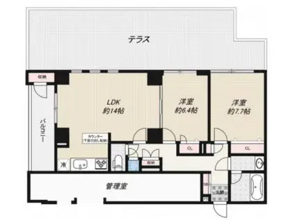 DELLCS永田町(2LDK/1階)の間取り写真