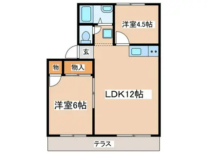 ドミール湘南(2LDK/1階)の間取り写真