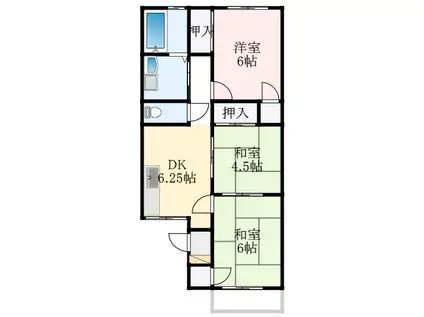 シャトードイワネE号館(3DK/2階)の間取り写真