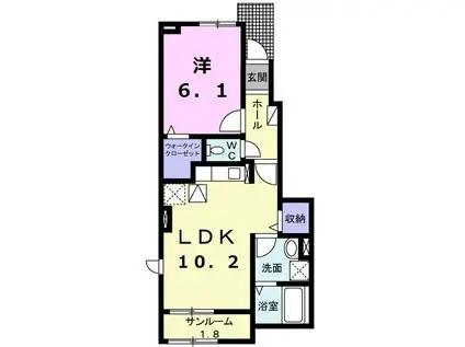 グランディールK.K VI(1LDK/1階)の間取り写真
