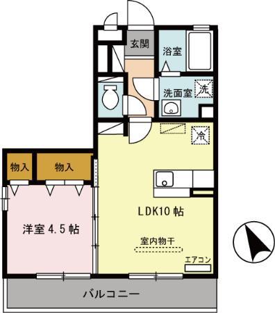 オッツグレース(1LDK/2階)の間取り写真