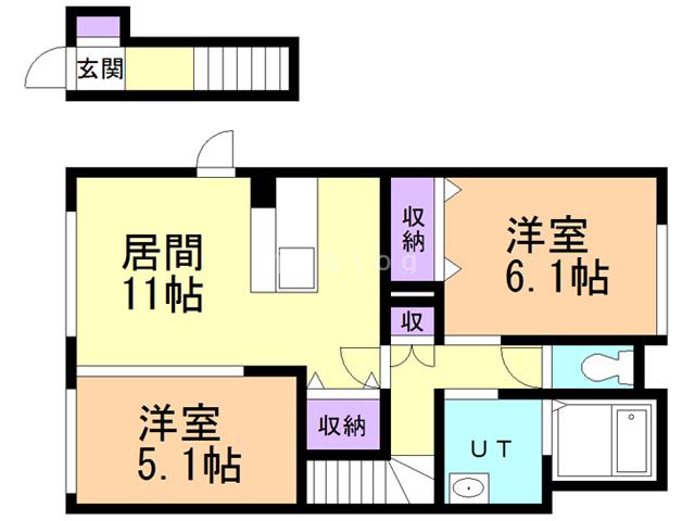 サニーヒル(2LDK/2階)の間取り写真