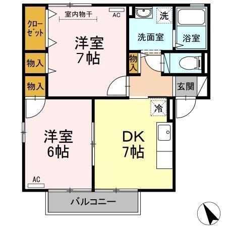 ウィルモア皆生S(2DK/2階)の間取り写真