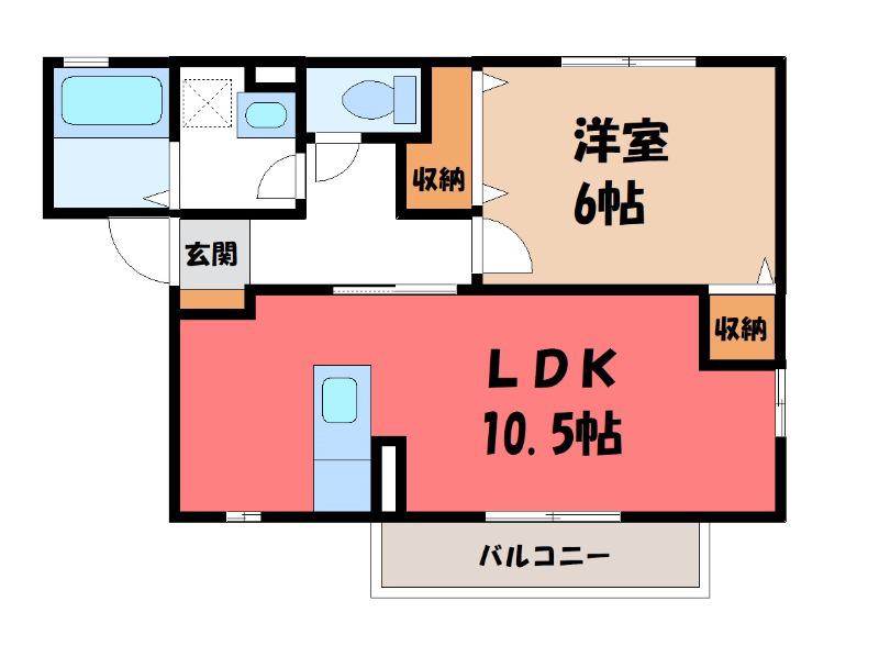 クレール西原(1LDK/2階)の間取り写真