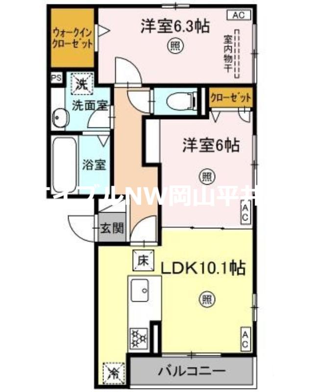 エマーブルMグラン I棟(2LDK/1階)の間取り写真