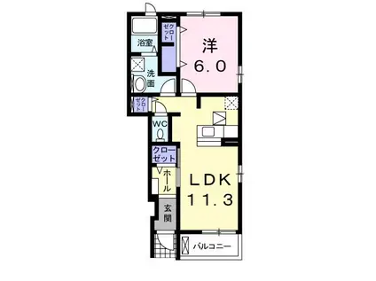 サンヒルズ弐番館(1LDK/1階)の間取り写真