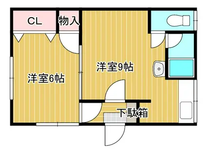 シルクタウン七日市(1DK/1階)の間取り写真