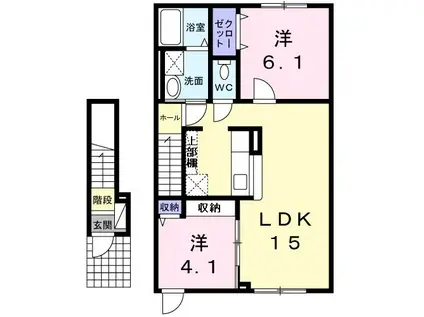 グランボヌールIII(2LDK/2階)の間取り写真