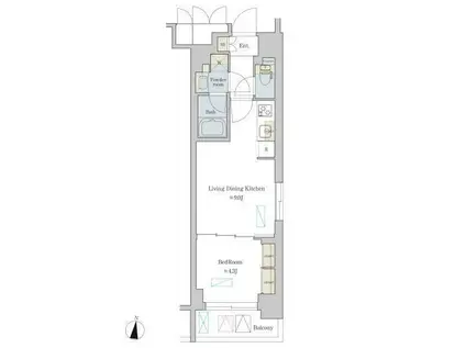 BRILLIA IST 渋谷本町(1LDK/6階)の間取り写真