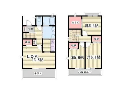 プチウエストIIIA(3LDK/1階)の間取り写真
