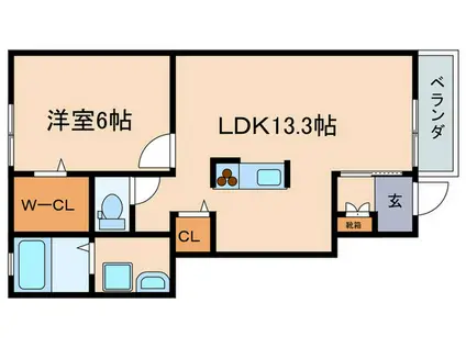 フラッツァ・カルム(1LDK/1階)の間取り写真