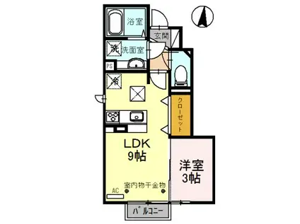 F. クレオ(1LDK/1階)の間取り写真