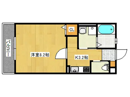 KS003-2(1K/1階)の間取り写真