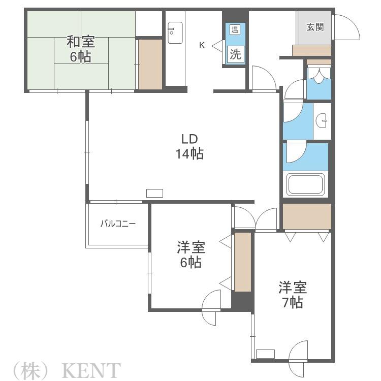 アルファコート山の手II(3LDK/4階)の間取り写真