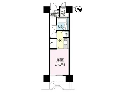 ライオンズマンション一番町(ワンルーム/8階)の間取り写真