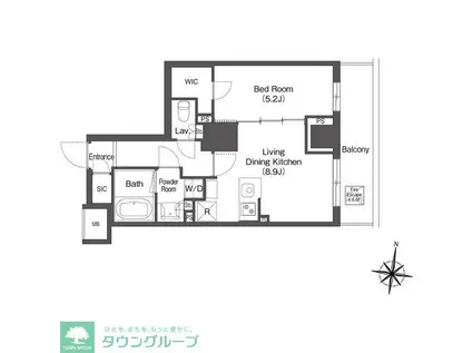 コンフォリア森下リバーサイド(1LDK/7階)の間取り写真