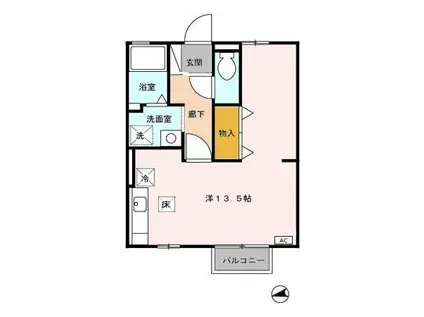 サンライズB(ワンルーム/2階)の間取り写真