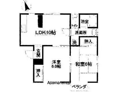 藤ハイツ(2LDK/1階)の間取り写真