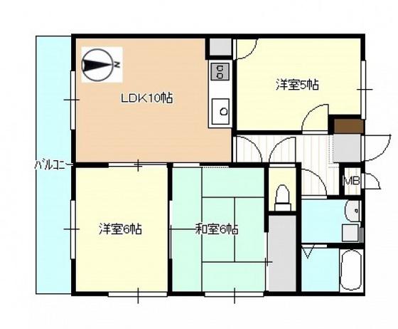 アップス安東VI(3LDK/2階)の間取り写真
