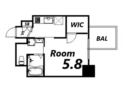 ララプレイス三宮ルミナージュ(1K/2階)の間取り写真