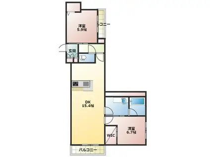 グランキューブ中井(2LDK/1階)の間取り写真