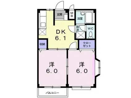 エルディム川花(2DK/2階)の間取り写真