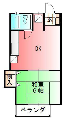 ロータスハイツ(1DK/2階)の間取り写真