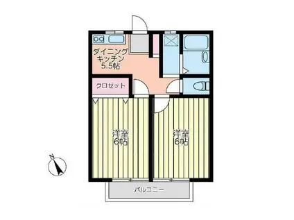 ジェイハイム双葉(2DK/2階)の間取り写真