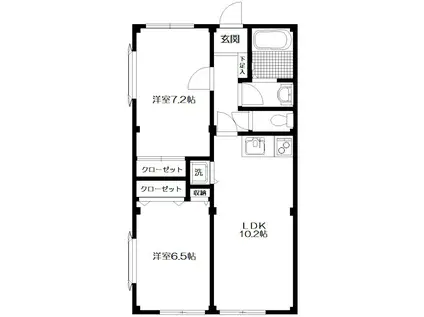 メゾンドサム(2LDK/1階)の間取り写真