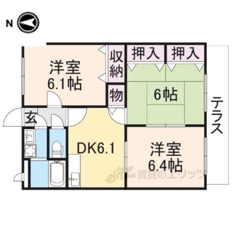 ユーミー片山(3DK/1階)の間取り写真