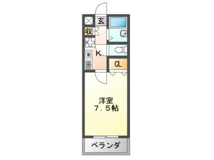 オーシャン藤ヶ丘(1K/2階)の間取り写真