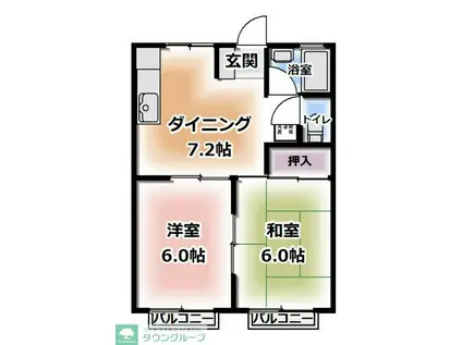 ベイショアパーク(2DK/2階)の間取り写真