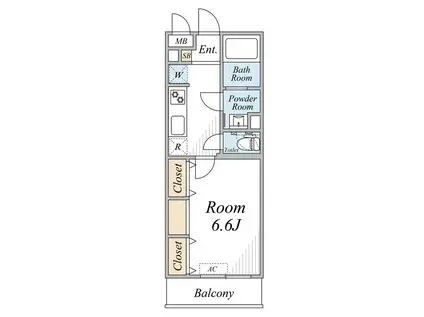 ガーデンアステリア 西千葉(1K/1階)の間取り写真