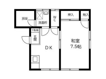 ナガオハイツ(1DK/2階)の間取り写真