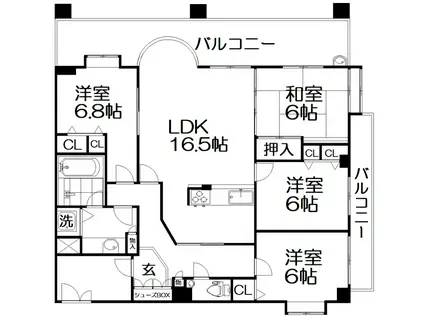 フィオレッタ枚方(4LDK/3階)の間取り写真