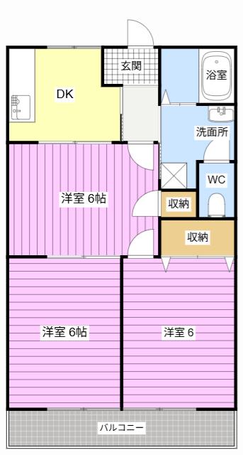 バームハイツ(2LDK/3階)の間取り写真