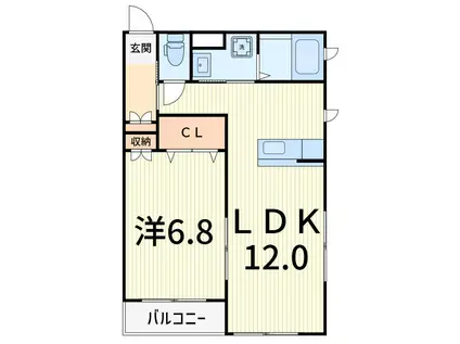MEDIO(1LDK/2階)の間取り写真
