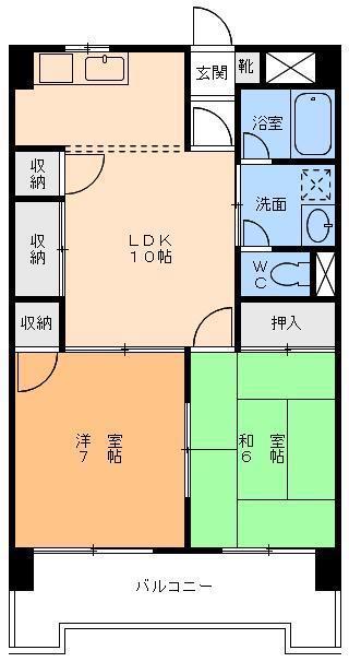 Mホーナー山越(2LDK/3階)の間取り写真