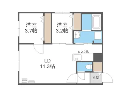 シエルスラン円山(2LDK/3階)の間取り写真