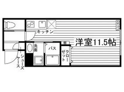 プレシャス川内(ワンルーム/1階)の間取り写真