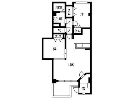 グランディール(2LDK/1階)の間取り写真