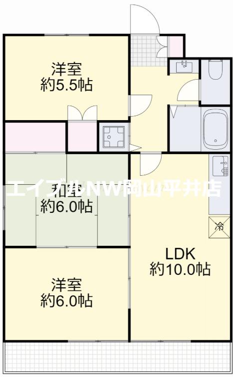 トーコーレジデンス豊成(3LDK/7階)の間取り写真