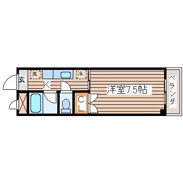 トップヒルズ北山(1K/4階)の間取り写真