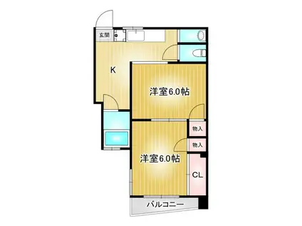 新栄マンション(2K/4階)の間取り写真
