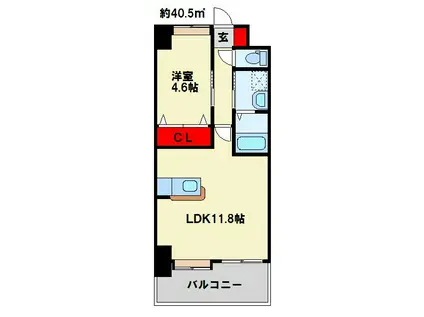 レジナスイート田町(1LDK/6階)の間取り写真